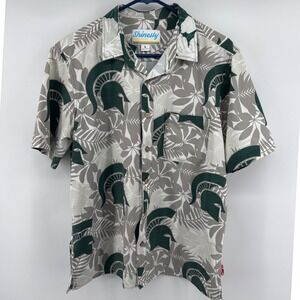 Shinesty Michigan State Spartans Hawaiian Shirt Mens Large Green Tropical Floral